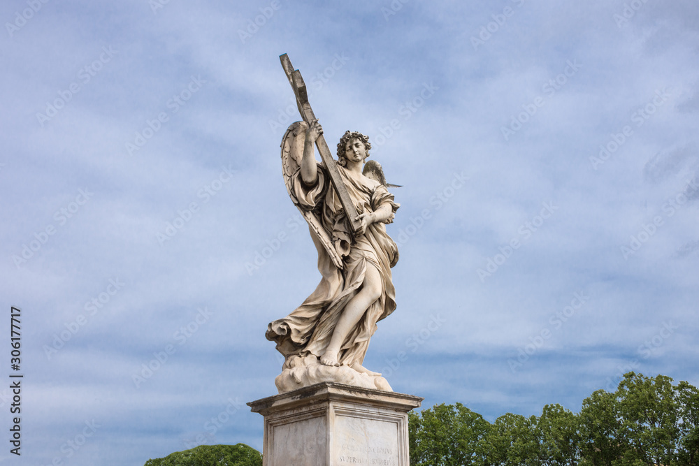  Angel with the cross,  sculpture by Ercole Ferrata on the Pont Sant'Angelo bridge in Rome