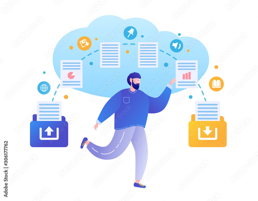 Cloud computing. Network cloud service. Copy files, backup, file sharing concepts.