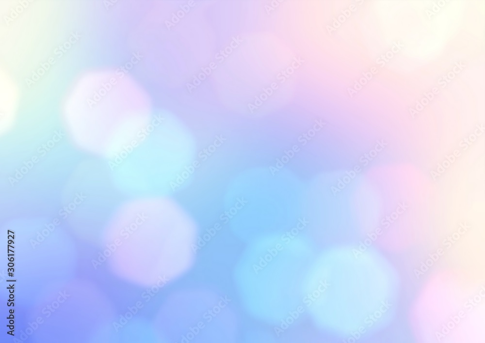 Bokeh pattern on blue lilac pink yellow gradient background. Clear fantastic sky cool illustration. Winter holiday illustration. Bokeh pattern on blue lilac pink yellow gradient background. Clear fantastic sky cool illustration. Winter holiday illustration.