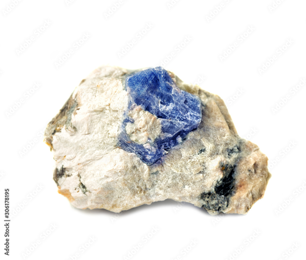 Blue corundum Sapphire crystal