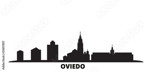 Spain, Oviedo city skyline isolated vector illustration. Spain, Oviedo travel cityscape with landmarks photo