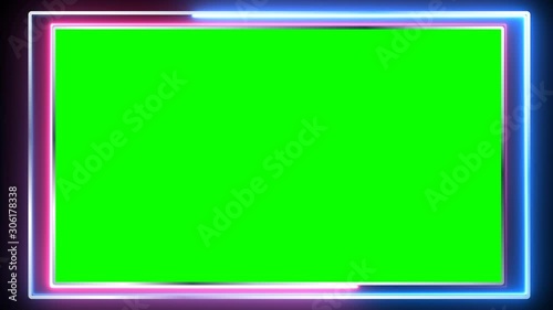 green screen green background and green box neon lights effect