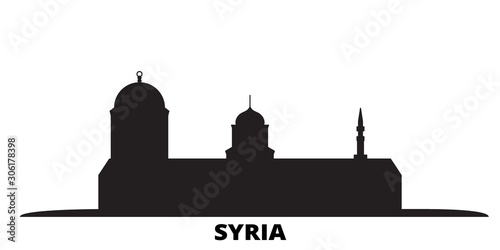 Syria city skyline isolated vector illustration. Syria travel cityscape with landmarks