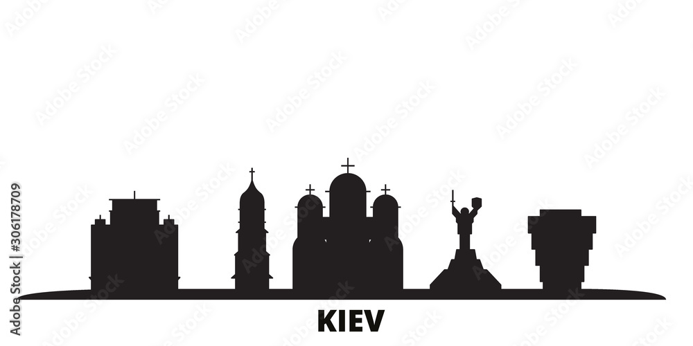 Fototapeta Ukraine, Kiev city skyline isolated vector illustration. Ukraine, Kiev travel cityscape with landmarks