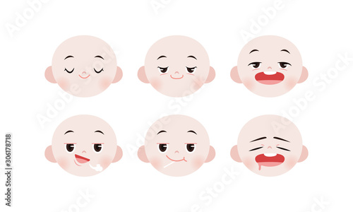 Flat style Facial expression dreaming and thinking set