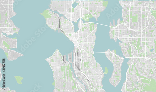 Fototapeta Naklejka Na Ścianę i Meble -  Detailed map of Seattle, USA