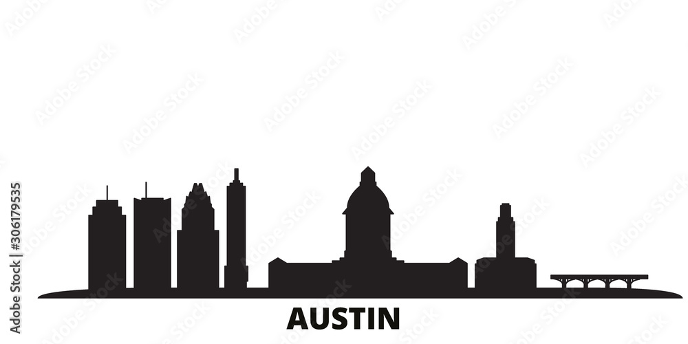 Fototapeta United States, Austin city skyline isolated vector illustration. United States, Austin travel cityscape with landmarks