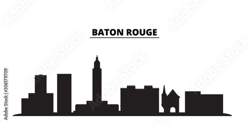 United States, Baton Rouge city skyline isolated vector illustration. United States, Baton Rouge travel cityscape with landmarks