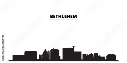 United States, Bethlehem city skyline isolated vector illustration. United States, Bethlehem travel cityscape with landmarks