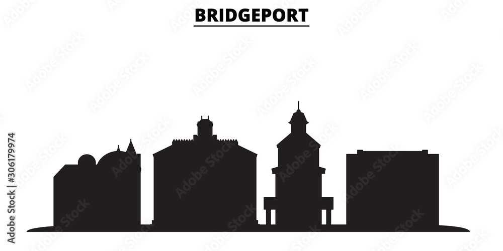 Fototapeta United States, Bridgeport City city skyline isolated vector illustration. United States, Bridgeport City travel cityscape with landmarks