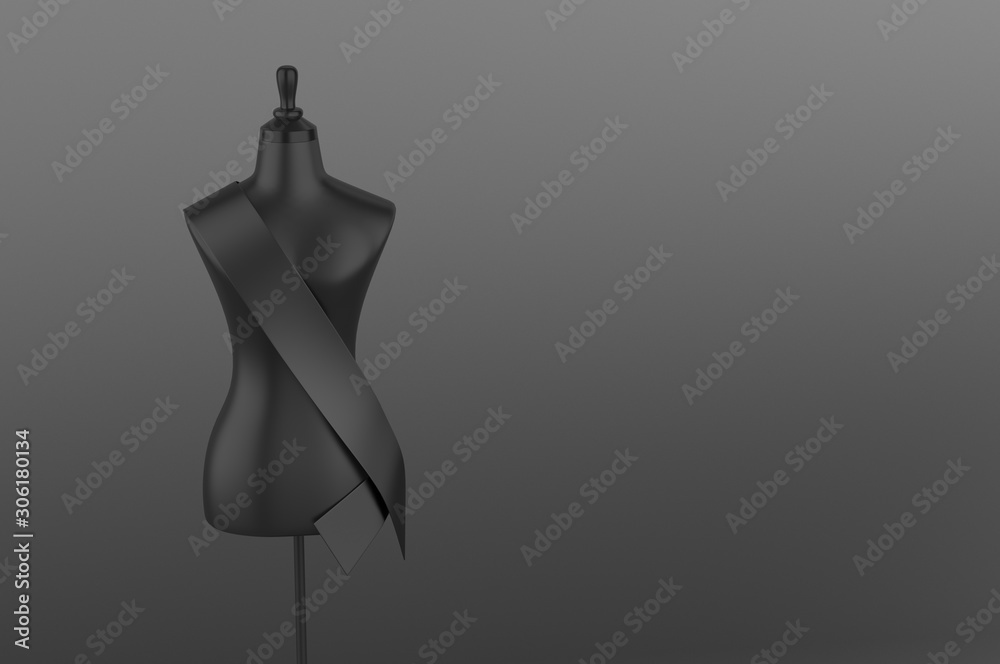 Blank sash template for event. 3d render illustration.