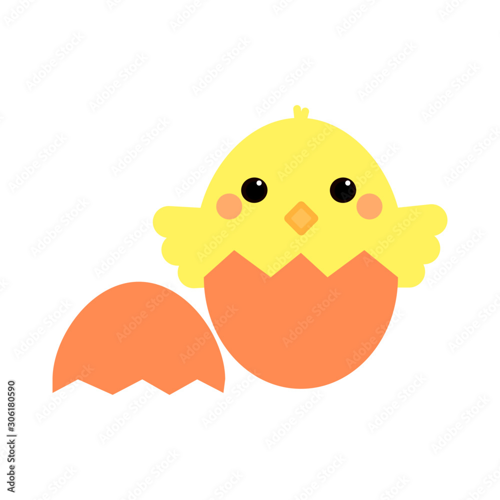 This is chicken in egg hell on background. Vector cute cartoon illustration. This is chicken in egg hell on background. Vector cute cartoon illustration.