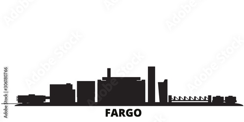 United States, Fargo city skyline isolated vector illustration. United States, Fargo travel cityscape with landmarks photo