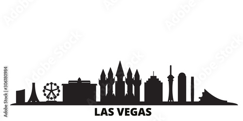 United States, Las Vegas city skyline isolated vector illustration. United States, Las Vegas travel cityscape with landmarks