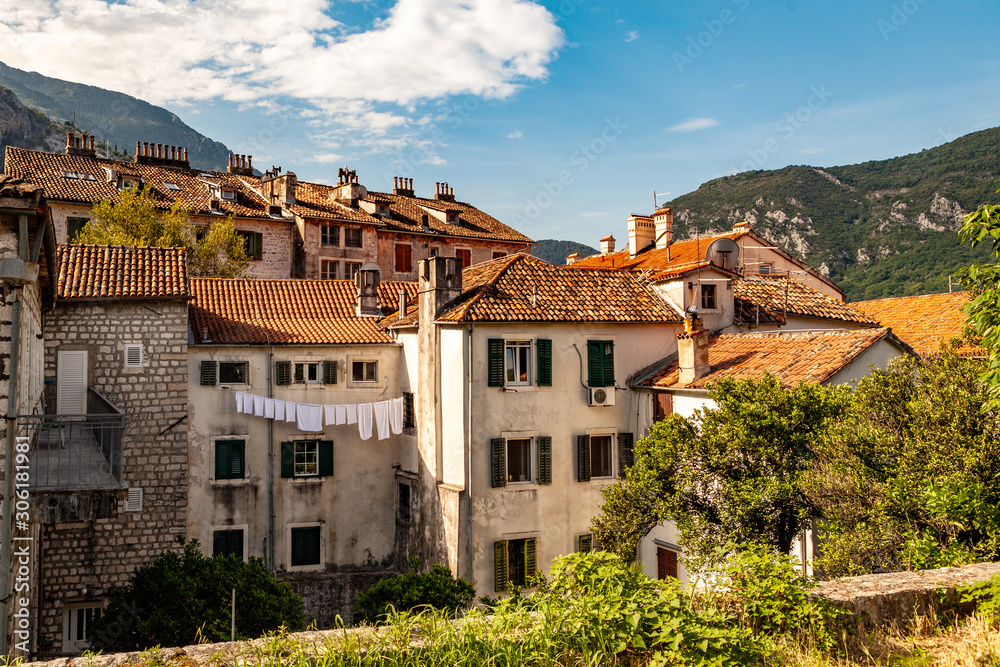 old houses in Montenegro Kotor, fortress
