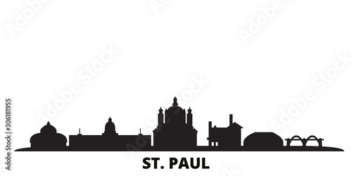 United States, St. Paul city skyline isolated vector illustration. United States, St. Paul travel cityscape with landmarks