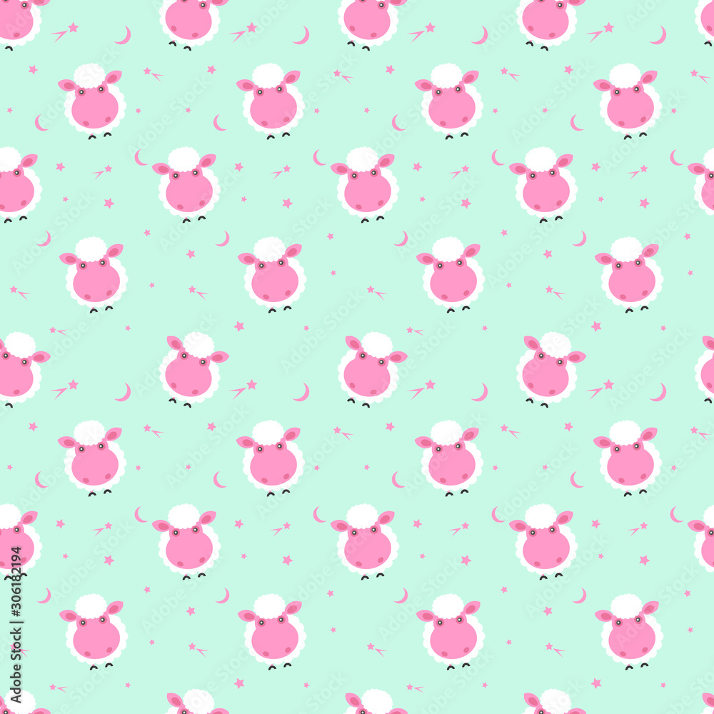 Lamb and stars. Danish seamless pattern Lamb and stars. Danish seamless pattern