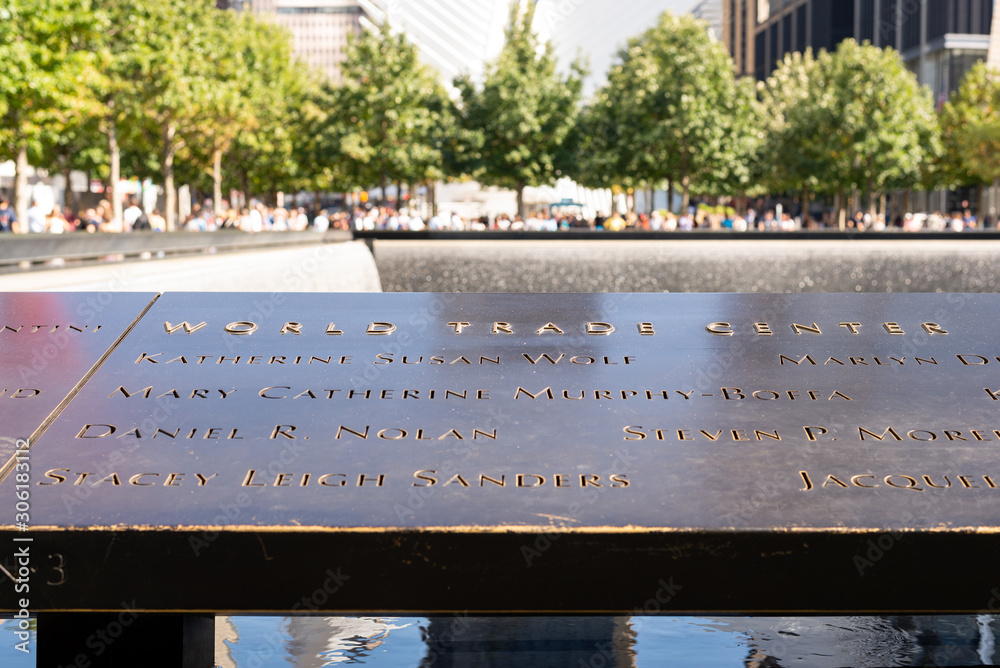 Names of the victims of the 9/11 attacks inscribed on the bronze ...