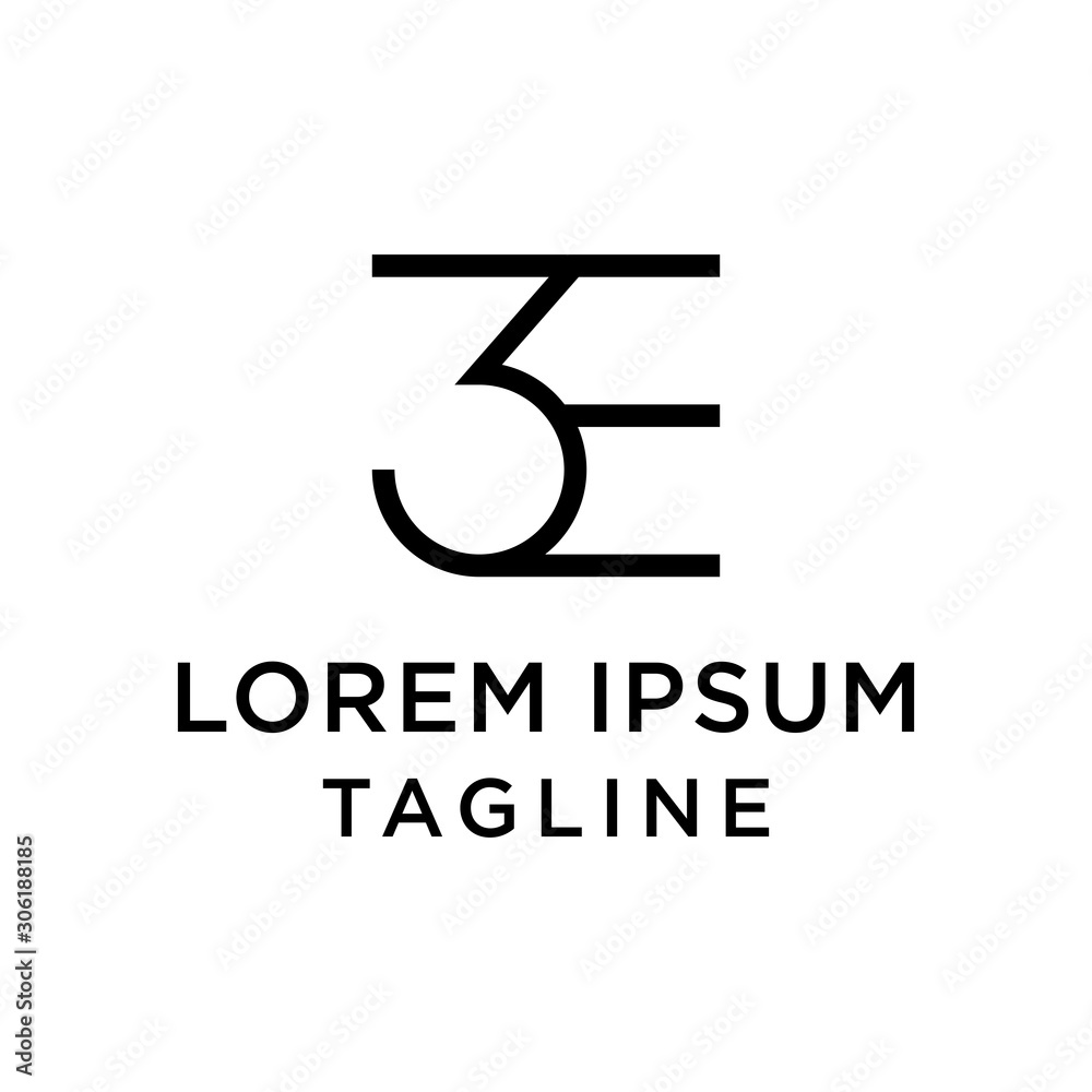 initial letter logo 3E, E3 logo template initial letter logo 3E, E3 logo template