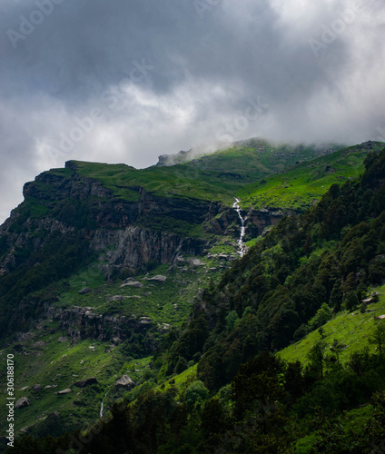 A waterfall on top