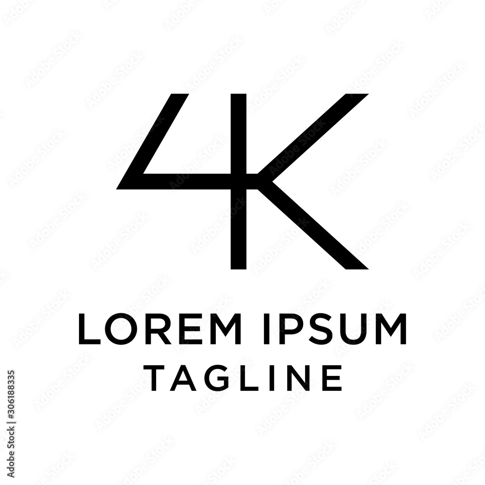 Obraz premium initial letter logo 4K, K4 logo template 