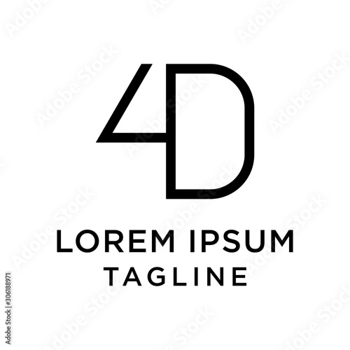initial letter logo 4D, D4 logo template