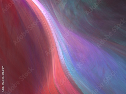 Abstract Design, Digital Illustration - Watercolor Painting with Pink Purple and Blue Mixed Colors, Curves and Wave Patterns, Warped Parallel Lines with Alternating Colors, soft bands of color