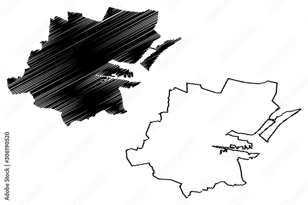 Dublin City County Council (Republic of Ireland, Counties of Ireland) map vector illustration, scribble sketch Dublin City map....
