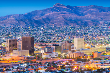 El Paso, Texas, USA  downtown city skyline at dusk