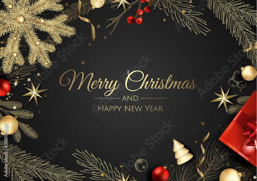 Merry Christmas background with christmas element. Vector illustration