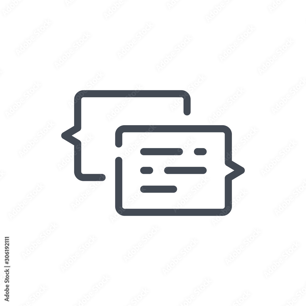 Chat and message line icon. Dialog and communication vector outline sign. Chat and message line icon. Dialog and communication vector outline sign.
