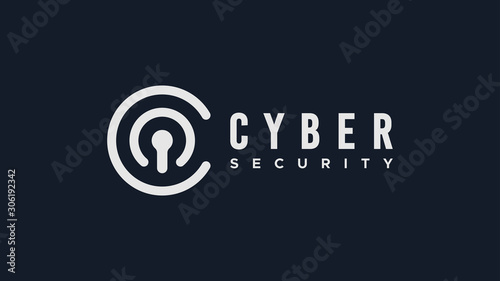 Abstract Lock Sign Letter C Cyber Security Logo Design Template Element