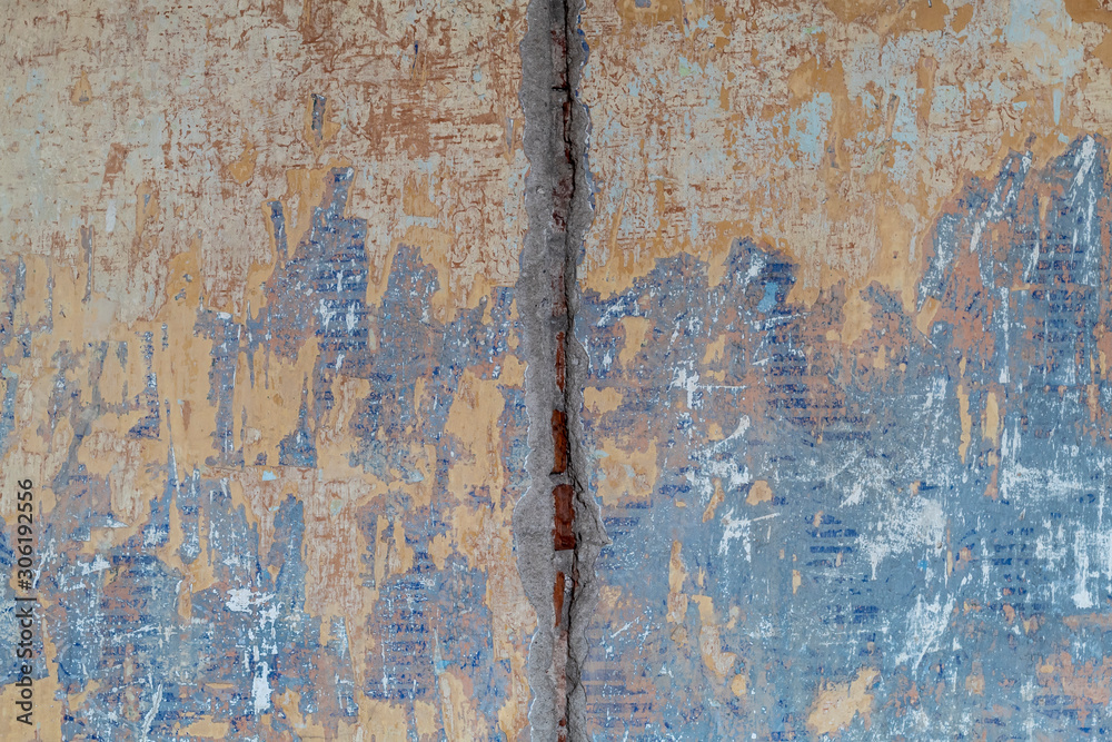 Old Weathered Colorful Peeling Concrete Wall