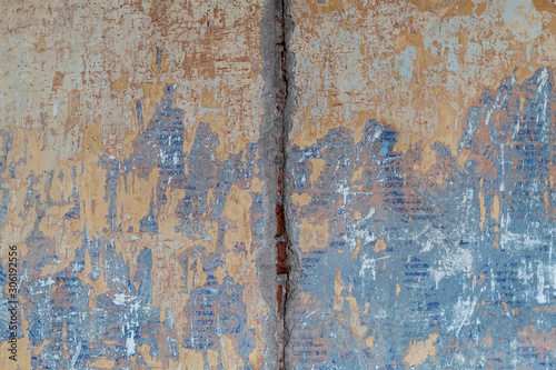 Old Weathered Colorful Peeling Concrete Wall