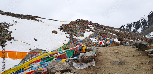 Sacred Mountain Kailas. View of Holy Mount Kailas as seen from Dera Puk in Tibet. 