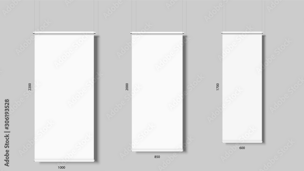 Roll up banner isolated, vertical empty display Roll up banner isolated, vertical empty display