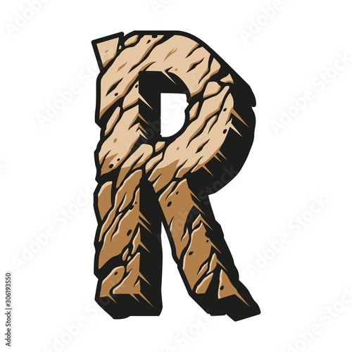 Vintage alphabet letter R colorful concept