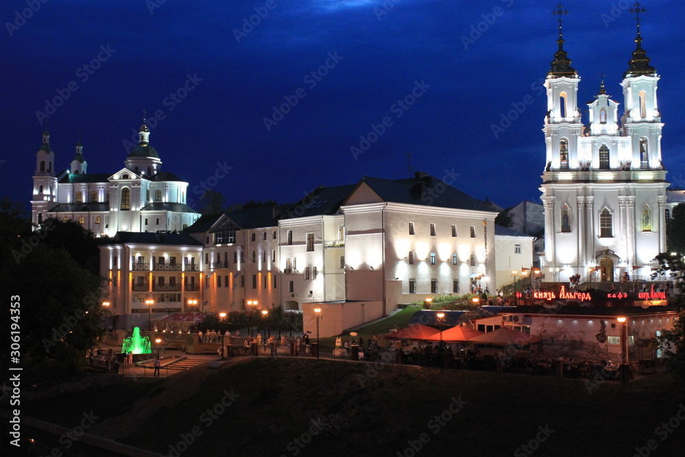 View of the Resurrection Church and Assumption Cathedral. Vitebsk.