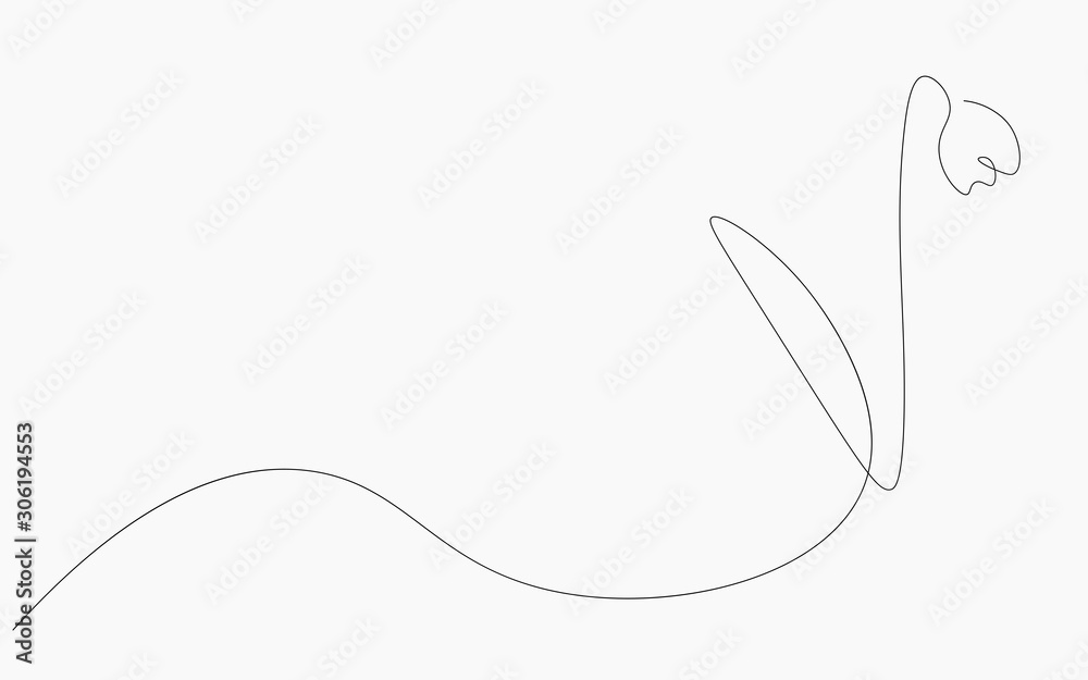 Flower silhouette on white background. Continuous line drawing. Vector illustration Flower silhouette on white background. Continuous line drawing. Vector illustration