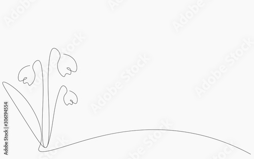Wallpaper Mural Flower silhouette on white background. Continuous line drawing. Vector illustration Torontodigital.ca