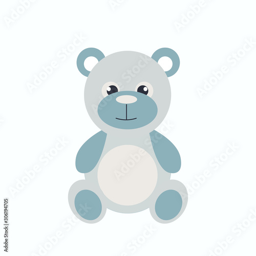 Fototapeta Naklejka Na Ścianę i Meble -  Vector Illustration toy cute blue bear. For card, postcard, scrapbooking, poster