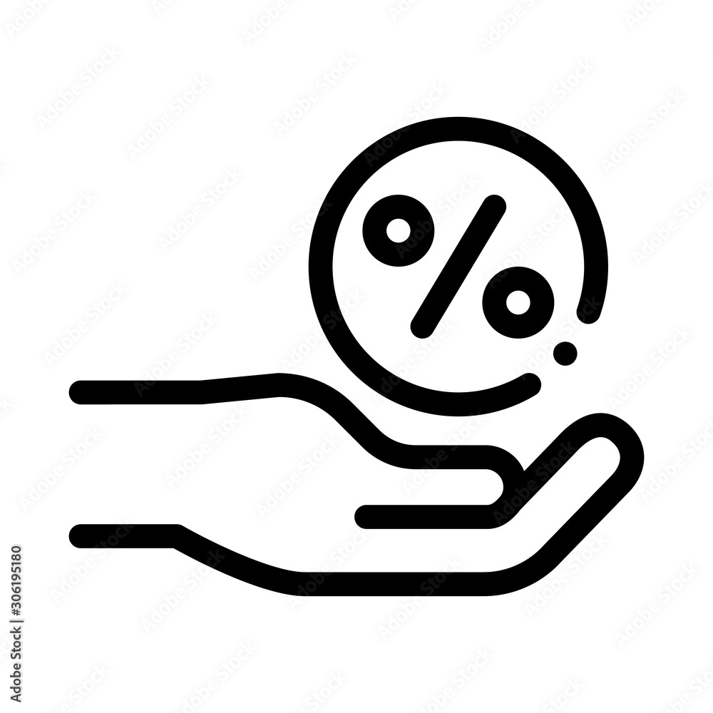Hand Percent Sign Icon Vector. Outline Hand Percent Sign. Isolated Contour Symbol Illustration Hand Percent Sign Icon Vector. Outline Hand Percent Sign. Isolated Contour Symbol Illustration