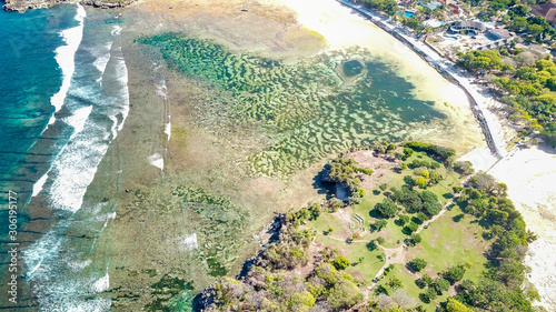 A beautiful aerial view of Nusa Dua beach in Bali, Indonesia