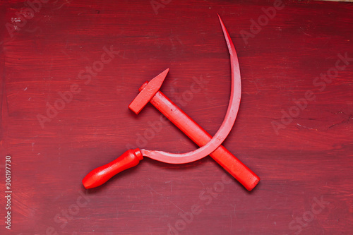 red sickle and hammer communism USSR Russia revolution photo