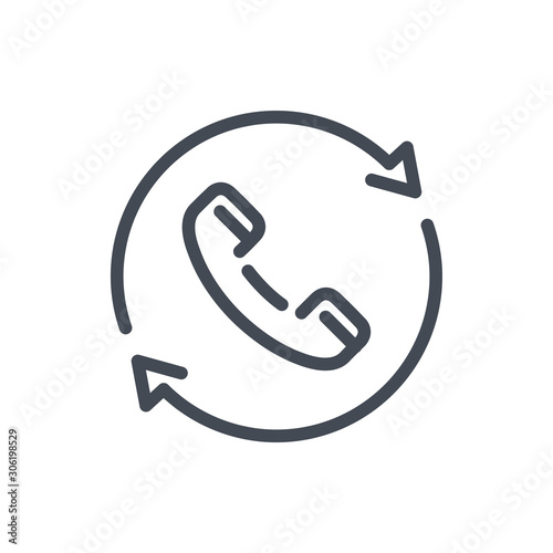Request callback line icon. Refresh with phone tube vector outline sign.