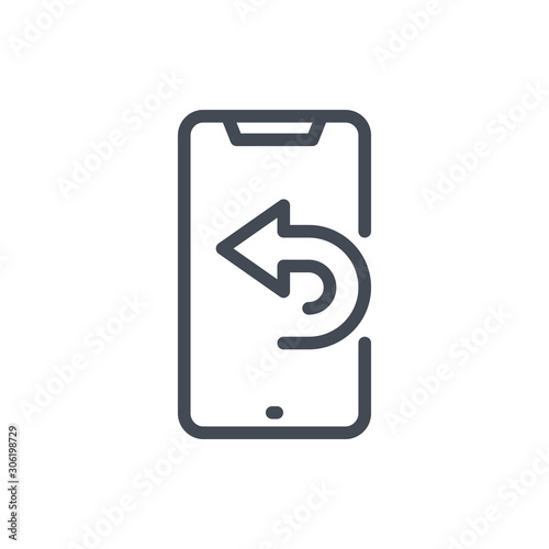 Mobile phone and missed call line icon. Callback request vector outline sign.