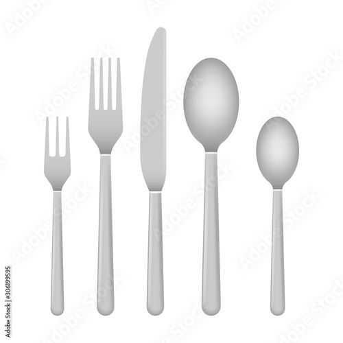 Knife and fork. Cutlery  dishes  coffee spoon  spoon. Vector stock illustration.