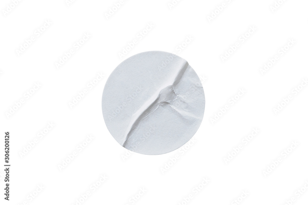 Blank white round paper sticker label isolated on white background with clipping path Blank white round paper sticker label isolated on white background with clipping path