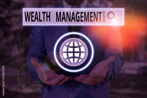 Word writing text Wealth Management. Business photo showcasing perforanalysisce tracking of the funds as per regular market photo