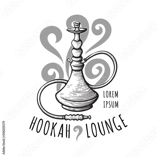 Hookah lounge logo and shisha bar label